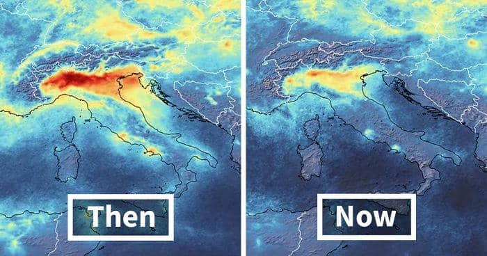 Δορυφορικές εικόνες αποκαλύπτουν μεγάλη μείωση της μόλυνσης κατά την καραντίνα του κορονοϊού