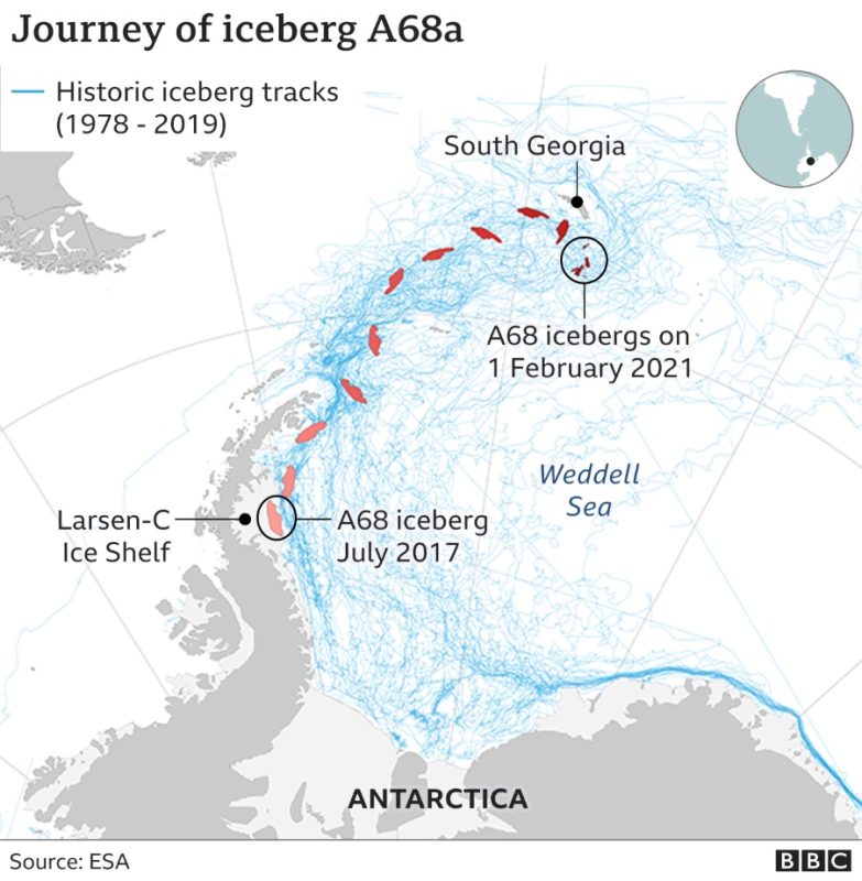A68: Το μέγα-παγόβουνο έλιωσε ρίχνοντας τεράστιες ποσότητες γλυκού νερού στον ωκεανό