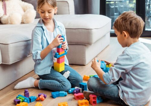 siblings playing